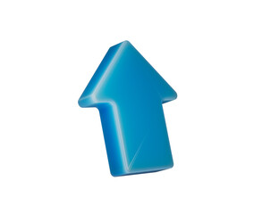 A sleek blue arrow pointing upward, symbolizing progress, direction and growth. 3D Illustration