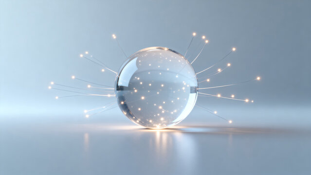 Glass sphere with glowing connections