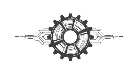 Abstract mechanical gear design element on white background