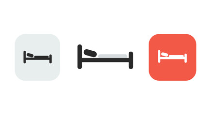 Bed icon set minimalist designs in multiple colors for various applications