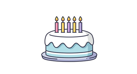 Birthday cake with candles festive dessert illustration isolated design element