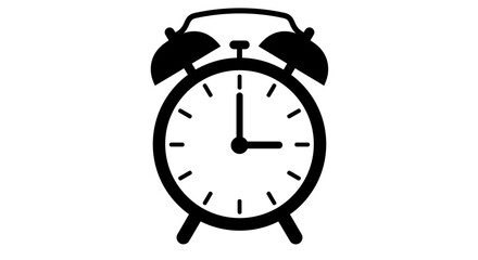 Black and white alarm clock illustration time and punctuality concept