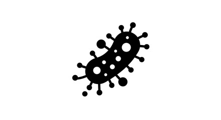 Black and white illustration of a bacterium or virus isolated on white background