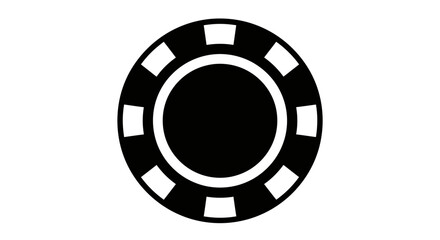 Black and white isolated casino chip symbol design for gambling concept