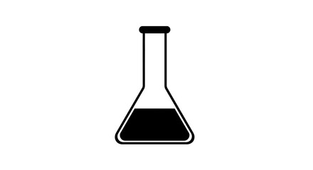 Black and white laboratory flask icon isolated on white background