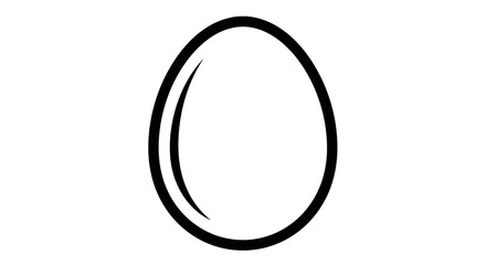 Black and white outline of an egg isolated on white background illustration