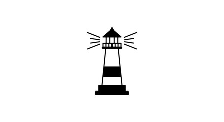Black and white lighthouse vector illustration on white background