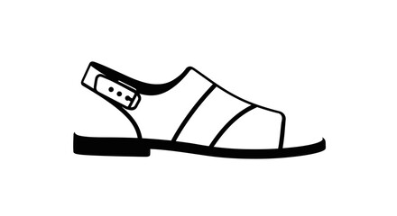 Black and white sandal vector illustration for design and advertisement