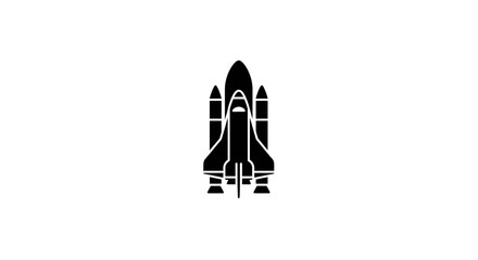 Black and white space shuttle illustration isolated on white background