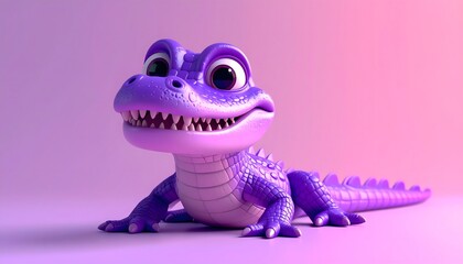 Fototapeta premium Purple Cartoon Alligator