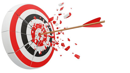 Target archery success bullseye achievement goal arrow aiming accuracy hitting center focus strategy on transparent background