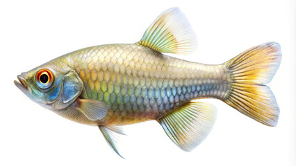 Fototapeta premium Beautiful small tropical fish aquatic creature isolated clear view aquarium pet freshwater