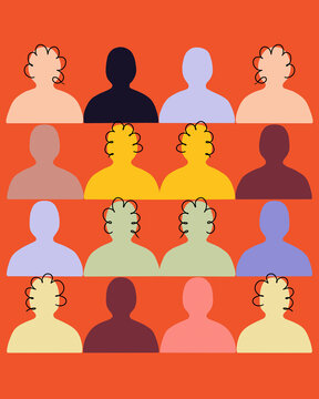 Human head profiles on bright background