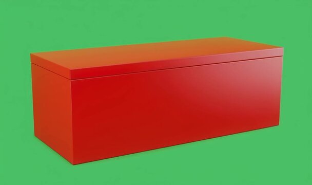 Red rectangular box on a green background, simple and clean design.