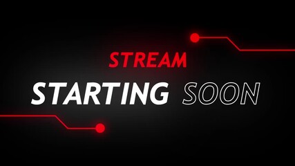 Stream starting soon neon RED text animation suitable for video live streaming. Animated neon starting soon text, advertising next business concept 4k animation on black background - Powered by Adobe