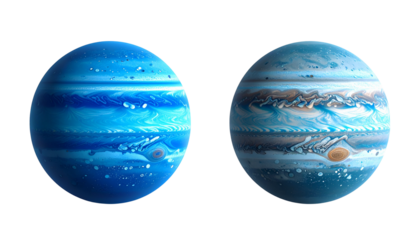 Two Neptune Planet Variations Side by Side, isolated on transparent background