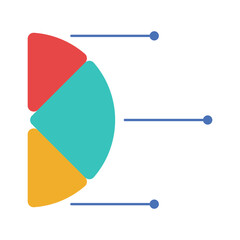 Modern pie-style infographic showing data segmentation with colorful sections. Suitable for analytics, business reports, or statistics visualization.