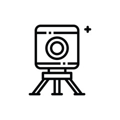 A black line art icon depicts a camera on a tripod with a plus symbol