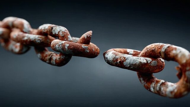 Breaking the Chains: A close-up shot captures a moment of liberation as a weathered chain, symbolizing restraint and limitations, breaks free.