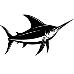 Fototapeta premium Swordfish Vector Art | Generative AI & Linocut Silhouette Design