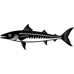 Obraz premium Wahoo Fish Vector – Generative AI Linocut Silhouette Design