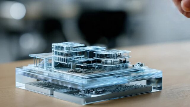 Architectural Miniature: A meticulously crafted architectural model captures the essence of modern design, showcasing intricate details and innovative concepts.