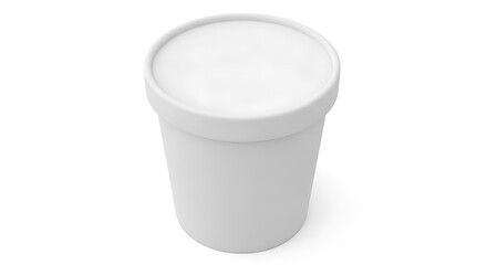 White Plastic Container with Lid Mockup on White Background.