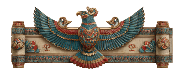 Ornate Stylized Bird with Vibrant Colors and Decorative Elements Isolated