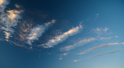 Blue sky with thin and beautiful clouds.