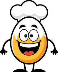  Cartoon eggs smiling, wearing chef hats. silhouette vector icon , white background 