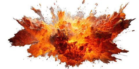 Fiery explosion with intense heat and brilliant light