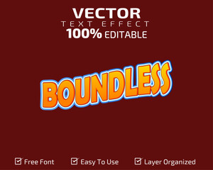 Fototapeta premium “BOUNDLESS” Curved Bubble Font Text Effect Template 🎈 | Pop Art Style, Fully Customizable & Organized Layers | 100% Editable Vector Print Ready.