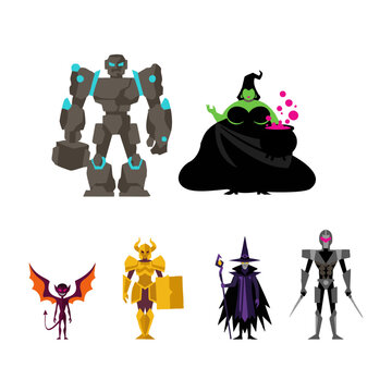 Villain Character Design Set &ndash; Diverse Vector Templates with Unique Styles and Body Variations