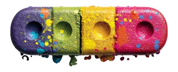Colorful Paint Block with Vibrant Splashes on Isolated Transparent Background