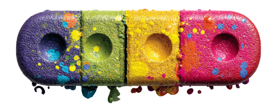 Colorful Paint Block with Vibrant Splashes on Isolated Transparent Background