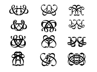 Vector elements for printing, tattoos, logo design, wallpaper, backgrounds, textile