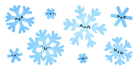 Cartoon snowflakes. Cute winter illustration. Vector design elements set