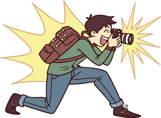 vector illustration of enthusiastic photographer