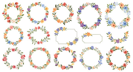 A collection of delicate floral wreath and frame designs.