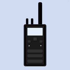 Walkie-talkie, communication tool for journalists in field locations, flat art design style.
