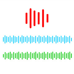 Soundwave icon with short and long rhythm patterns, symbol of audio recording, flat art design style.
