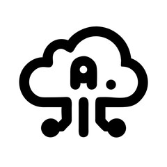 Cloud AI Icon Set – Vector, Outline, Technology, Network, Data, Server, Computing, Cloud