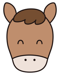 馬の顔のイラスト。かわいい、ベクター、午年、干支、十二支	