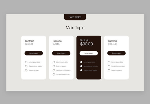 Minimalist Price Pricing Table Infographic Template