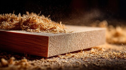 sandpaper. Sandpaper on a wooden board edge with wood shavings, contrasting raw and finished surfaces. safety posters.