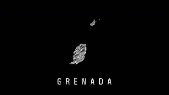 Grenada animated scribble map sketch drawing on black background
