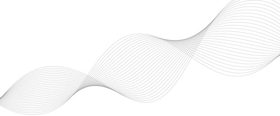 Fototapeta premium Gray and white wavy curve line with digital future technology concept background, wave lines pattern on white background vector in concept of technology, abstract black wave line banner template.