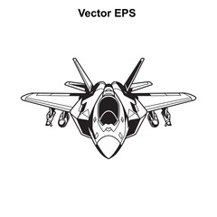 Vector art of front view of a modern fighter jet with open cockpit