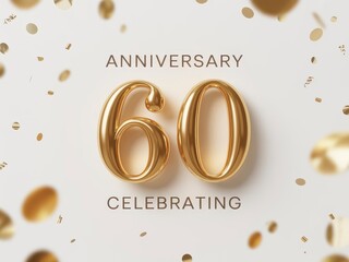 Celebrate a stunning 60th anniversary with golden numbers and confetti for a vibrant milestone event, perfect for invitations and elegant decorations