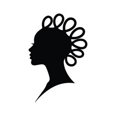 Silhouette of a woman with unique looped hair